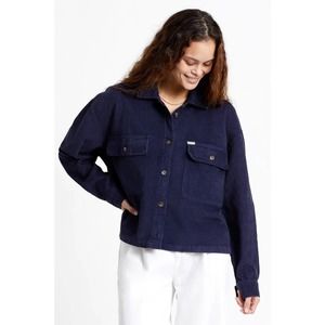 Brixton Navy Corduroy Button-Up Shirt Jacket